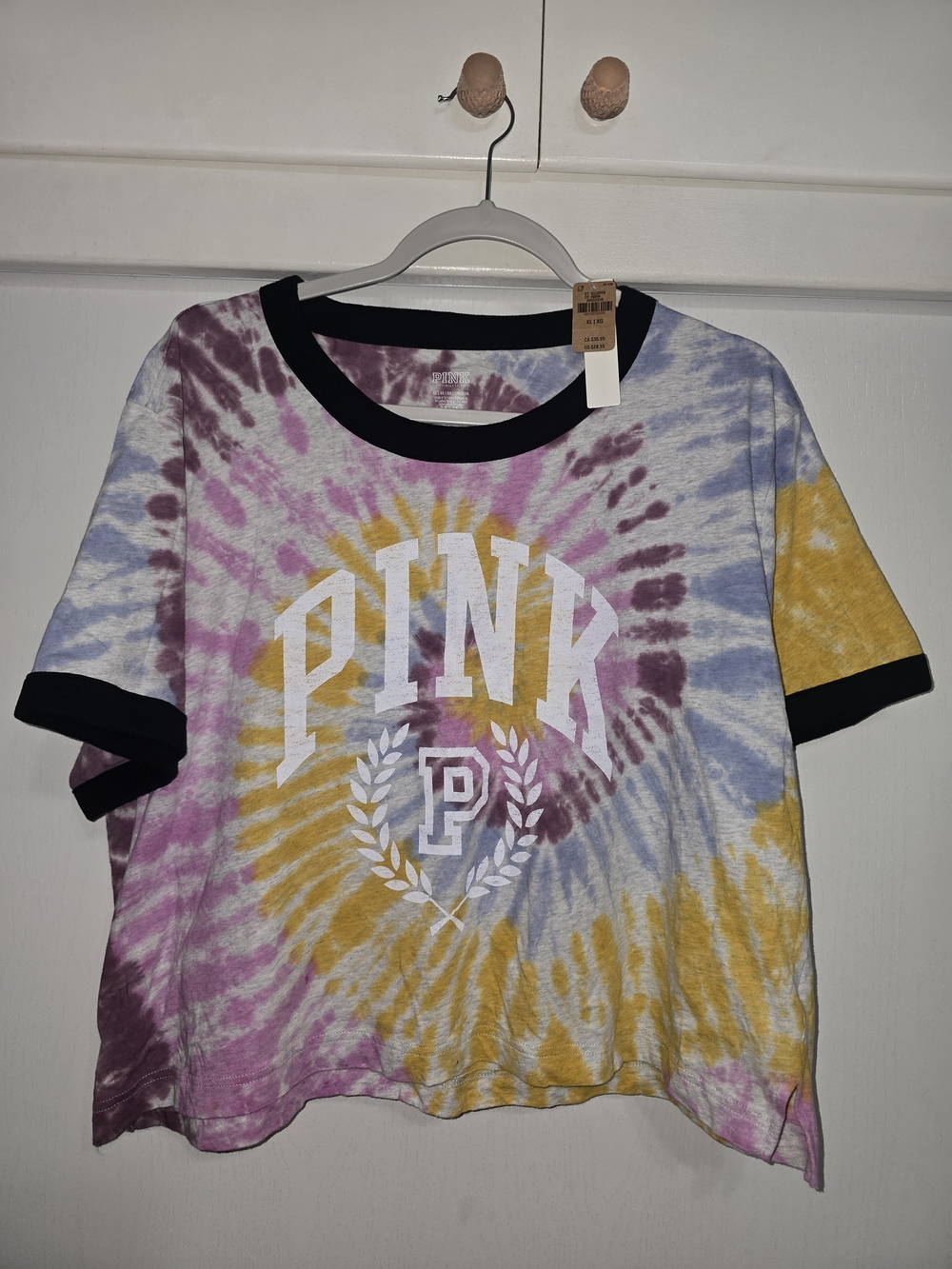 PINK Victoria's Secret Tie-Dye Ringer Tee for Kids - Multicolor